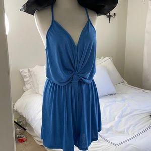 Blue cut out romper with racer back